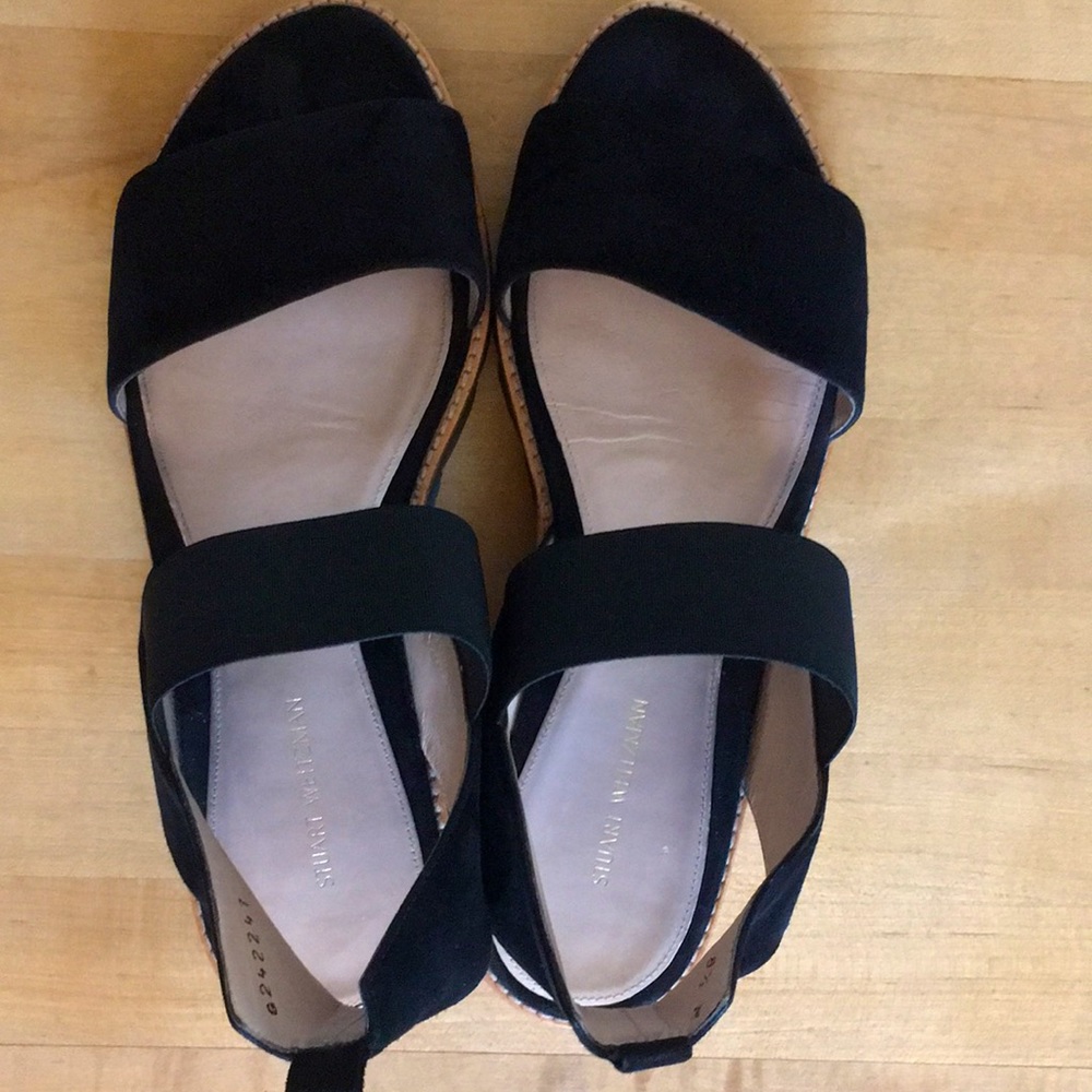 Stuart Weitzman black suede flat Topical sandal